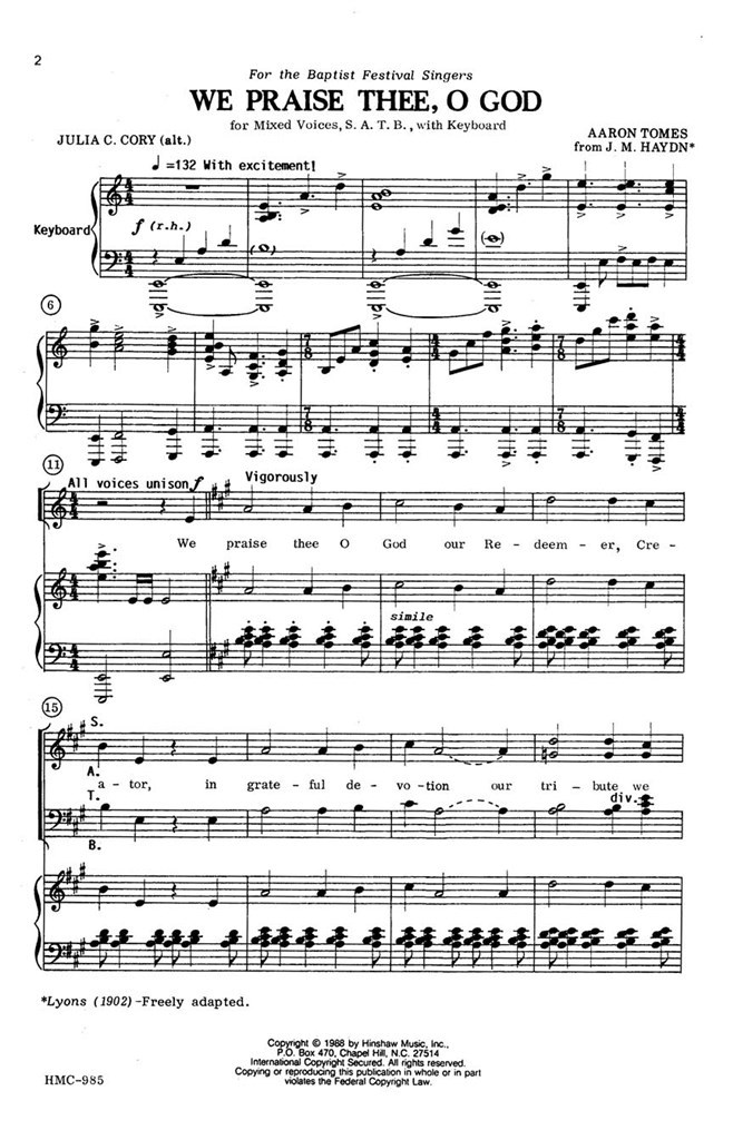 We Praise Thee, O God